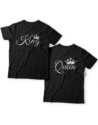 Парные футболки для влюбленных с надписями "King" (Король) и  "Queen" (Королева)